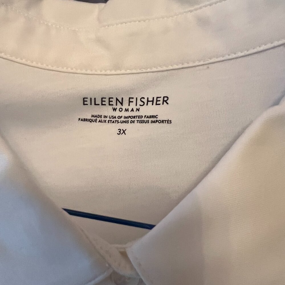 Eileen Fisher WOMAN Long Sleeve White soft cotton knit blouse size PLUS 3X. NEW